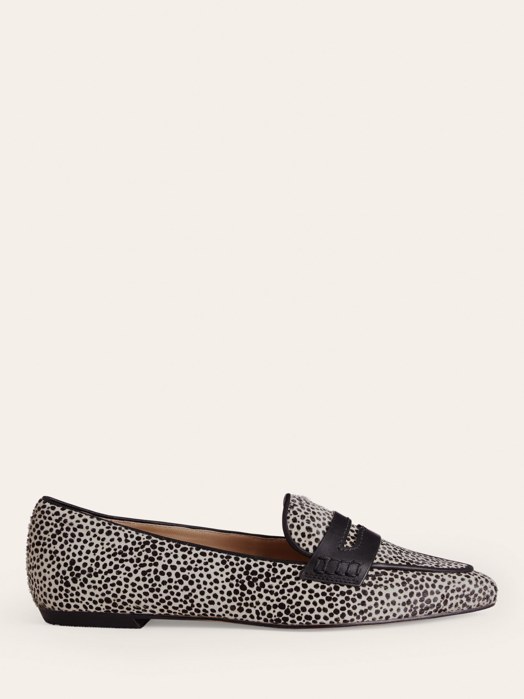 Boden Pointed Leather Loafers, Micro Dalmatian