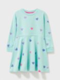 Crew Clothing Glitter Heart Jumper Dress, Turquoise, Turquoise