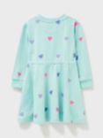 Crew Clothing Glitter Heart Jumper Dress, Turquoise, Turquoise