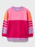Crew Clothing Colour Block Jumper, Pink/Multi, Pink/Multi