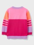 Crew Clothing Colour Block Jumper, Pink/Multi, Pink/Multi