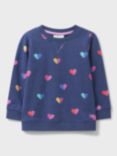 Crew Clothing Heart Print Sweatshirt, Navy/Multi