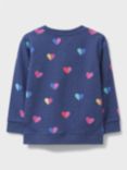 Crew Clothing Heart Print Sweatshirt, Navy/Multi
