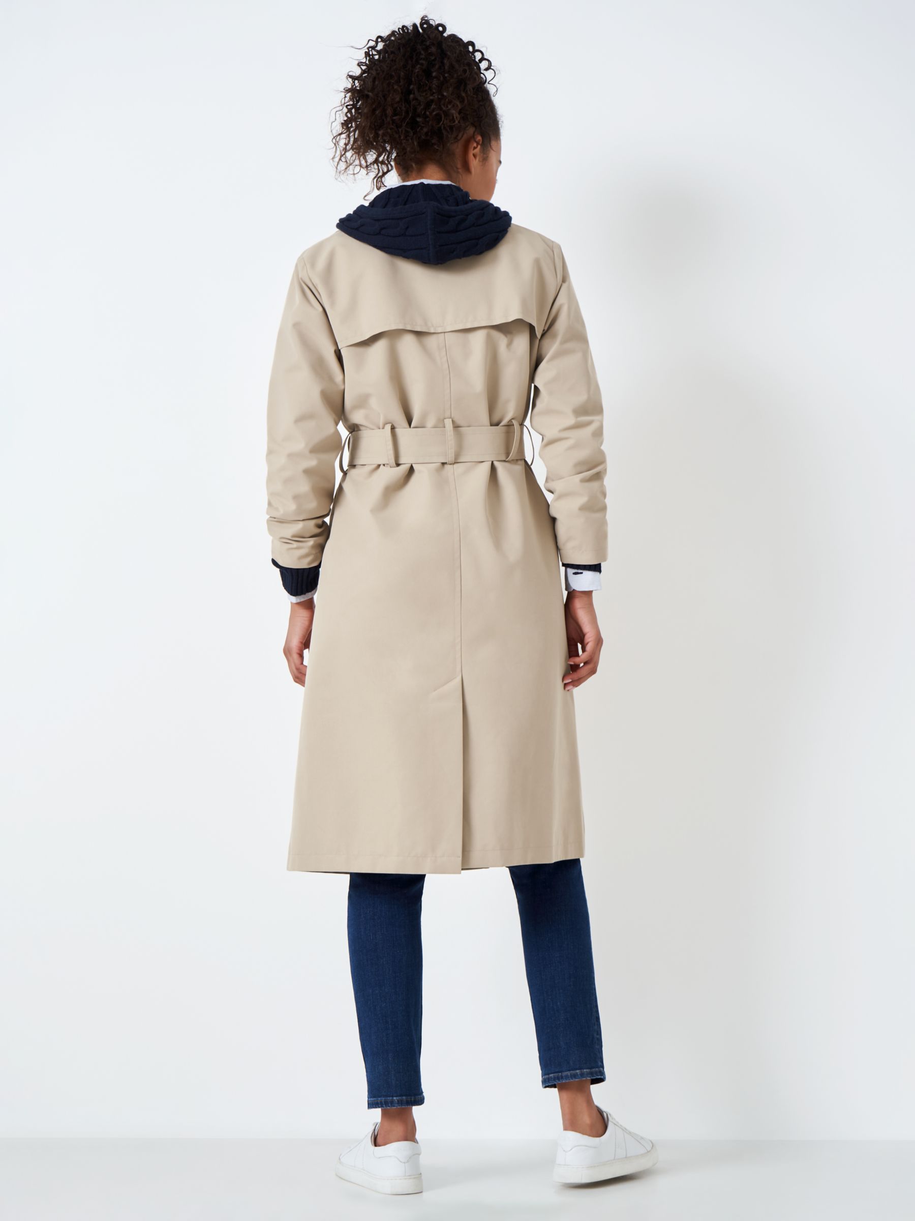 Crew Clothing Trench Coat, Beige at John Lewis & Partners