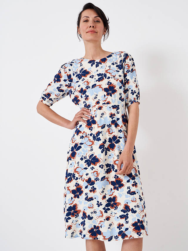 Crew Clothing Tori Floral Print Dress, Beige/Multi