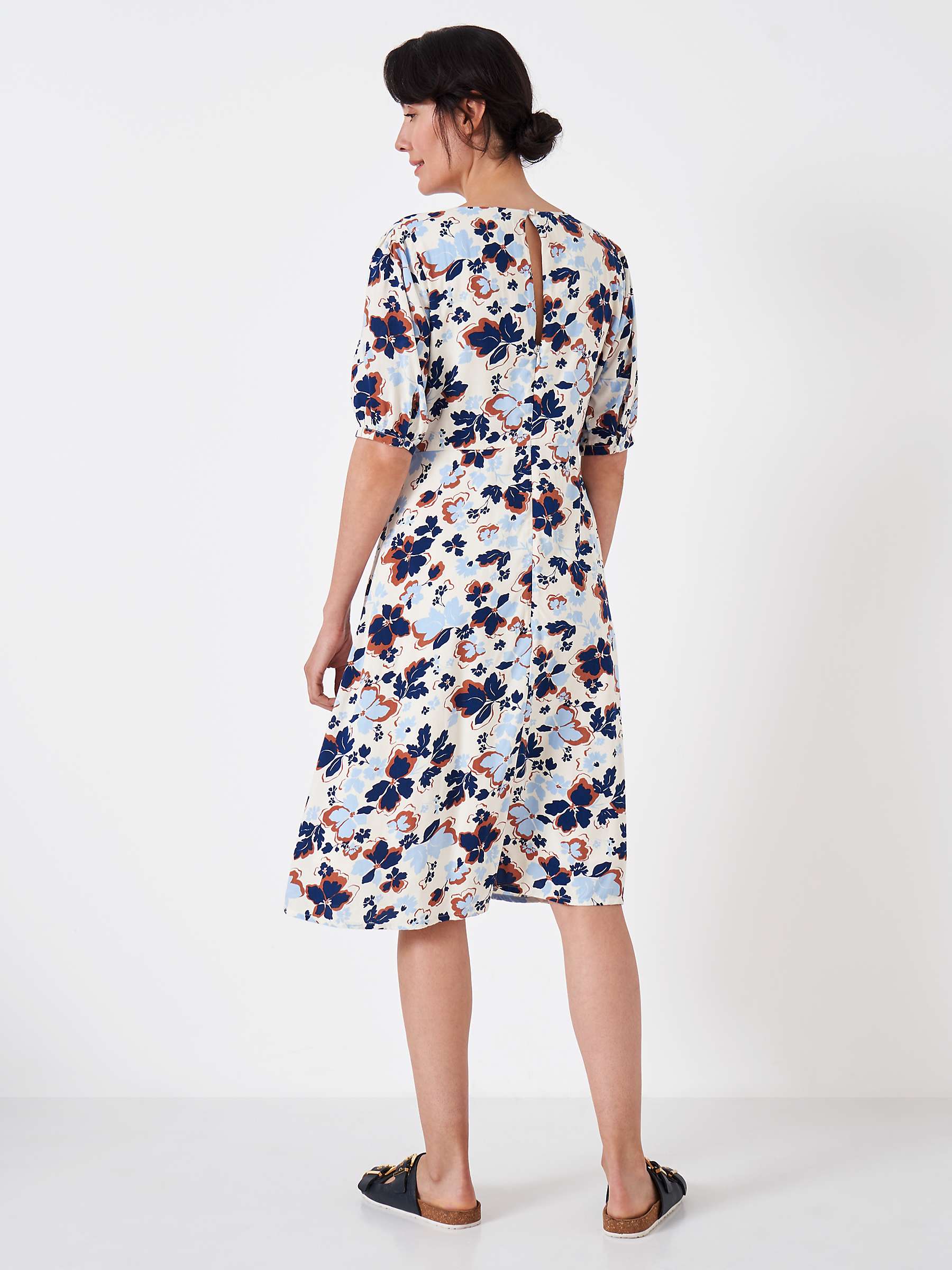 Buy Crew Clothing Tori Floral Print Dress, Beige/Multi Online at johnlewis.com