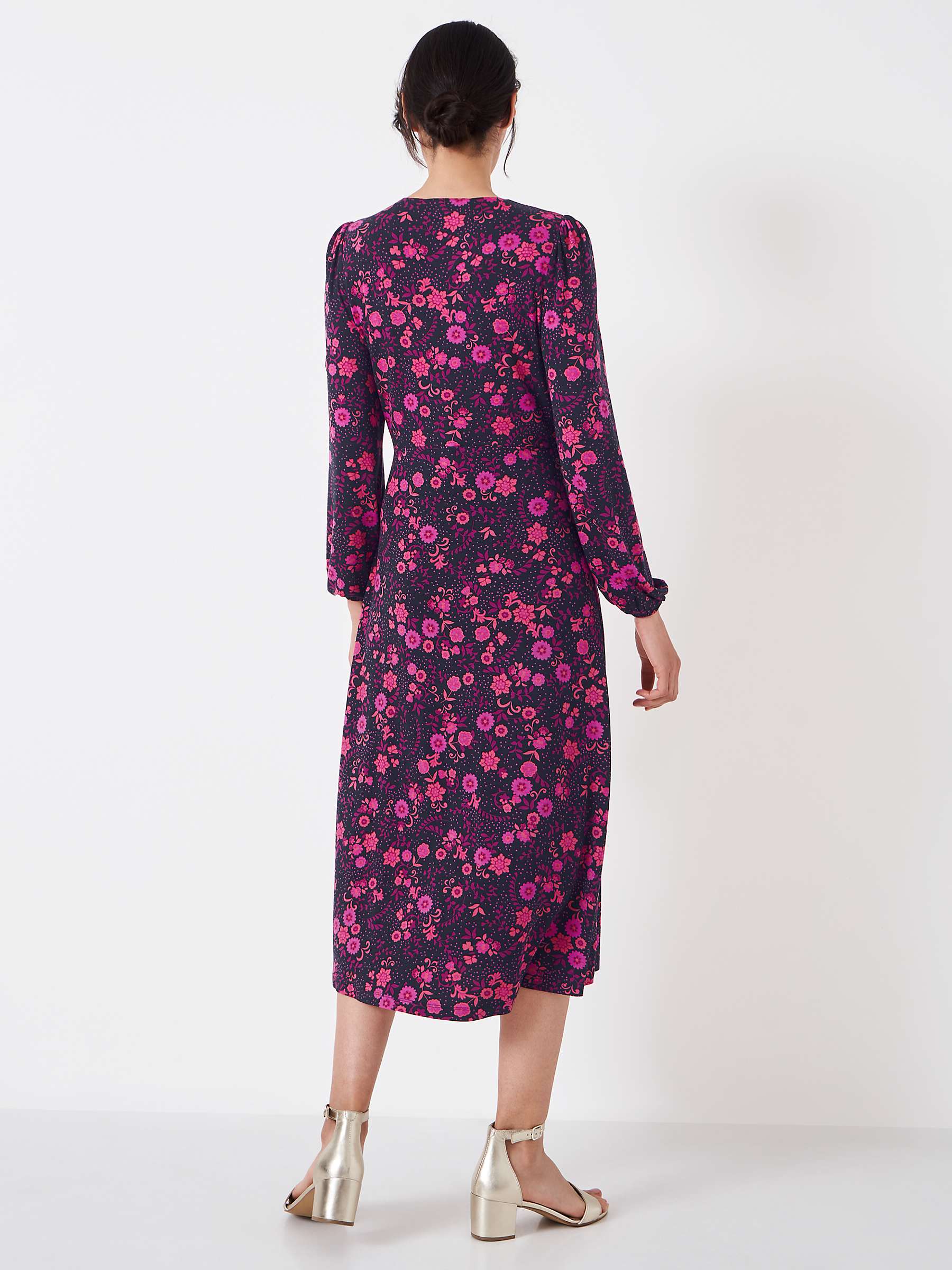 Buy Crew Clothing Martha Floral Print Jersey Midi Dress, Pink/Multi Online at johnlewis.com