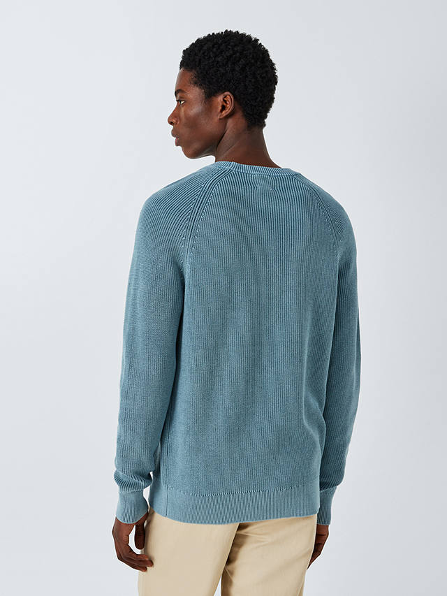 John Lewis Cotton Sun Bleached Ribbed Knit Jumper, China Blue