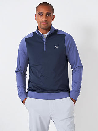 Crew Clothing Champion Half Zip Golf Sweatshirt, Mid Blue, XL