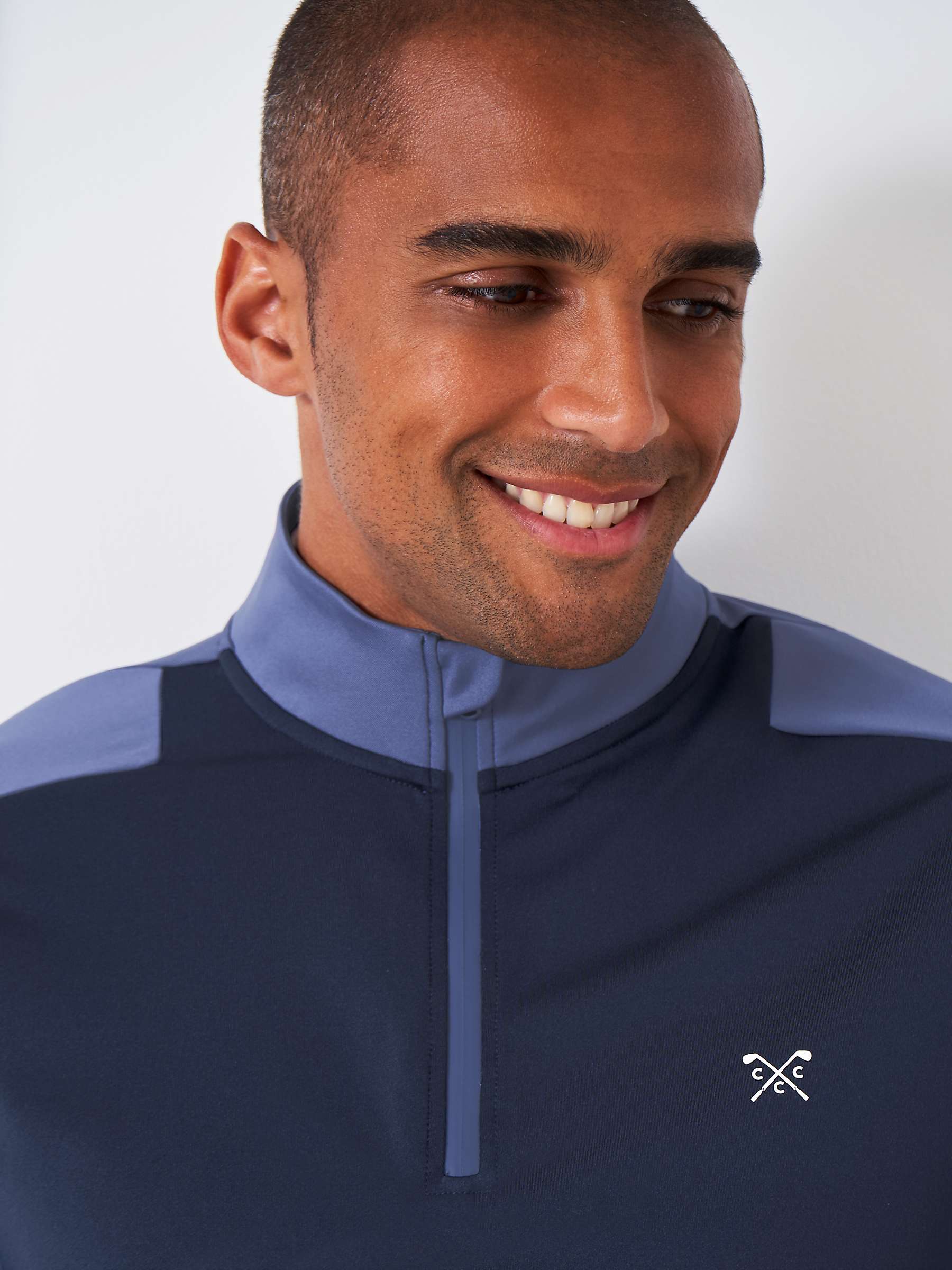 Buy Crew Clothing Champion Half Zip Golf Sweatshirt, Mid Blue Online at johnlewis.com