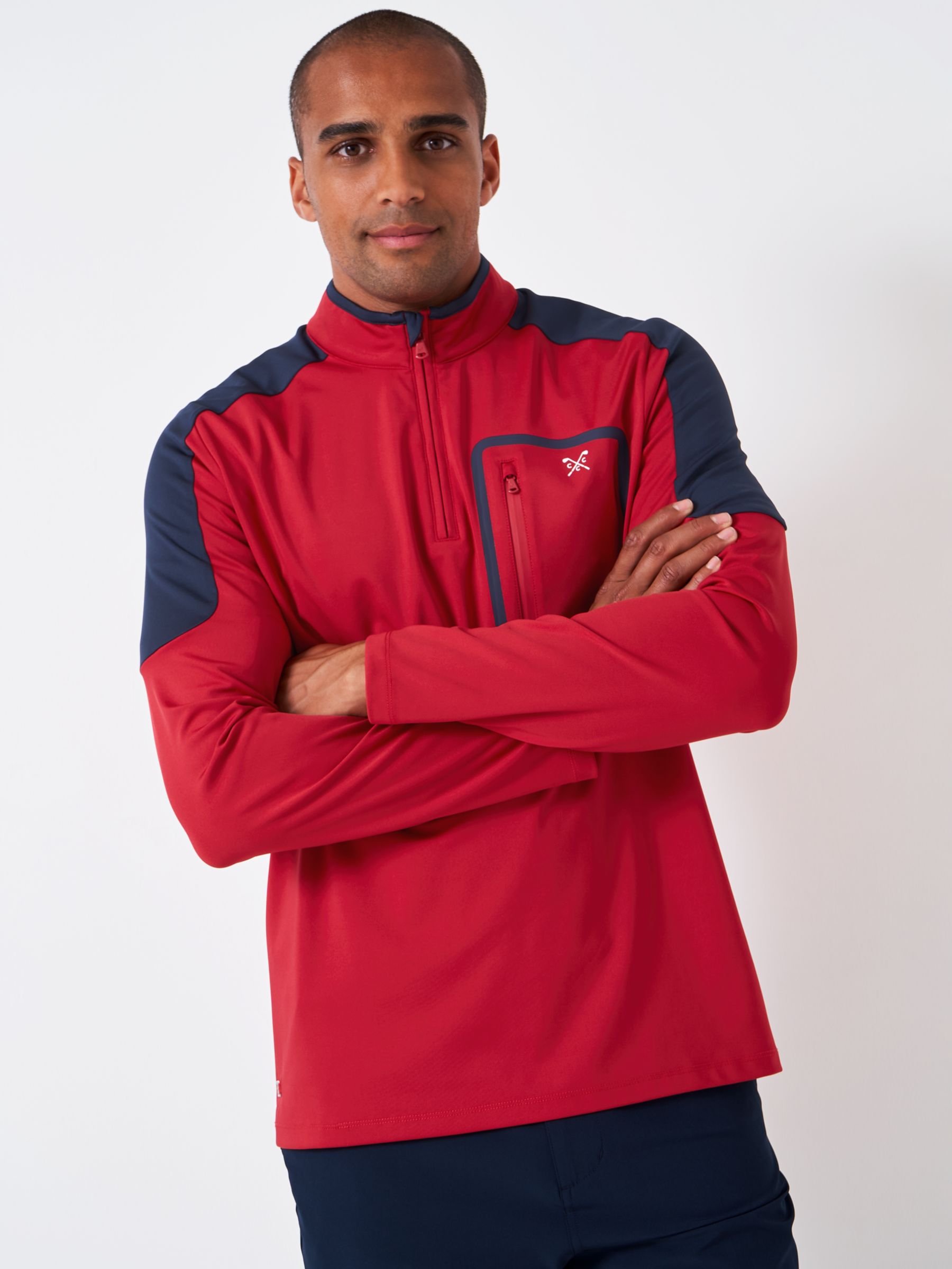 Crew Clothing Fairway Half Zip Golf Sweatshirt, Mid Red, L