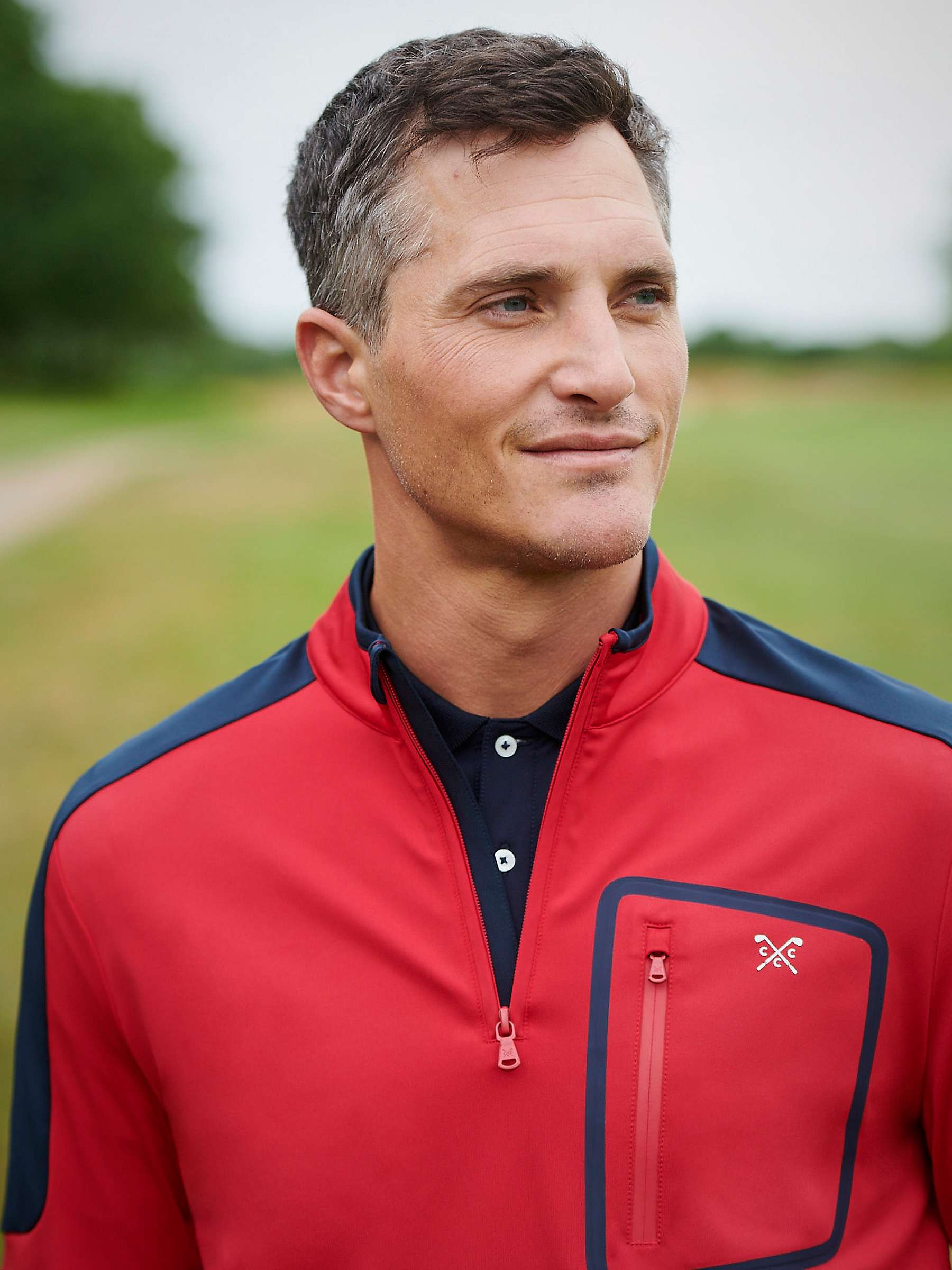 Buy Crew Clothing Fairway Half Zip Golf Sweatshirt, Mid Red Online at johnlewis.com