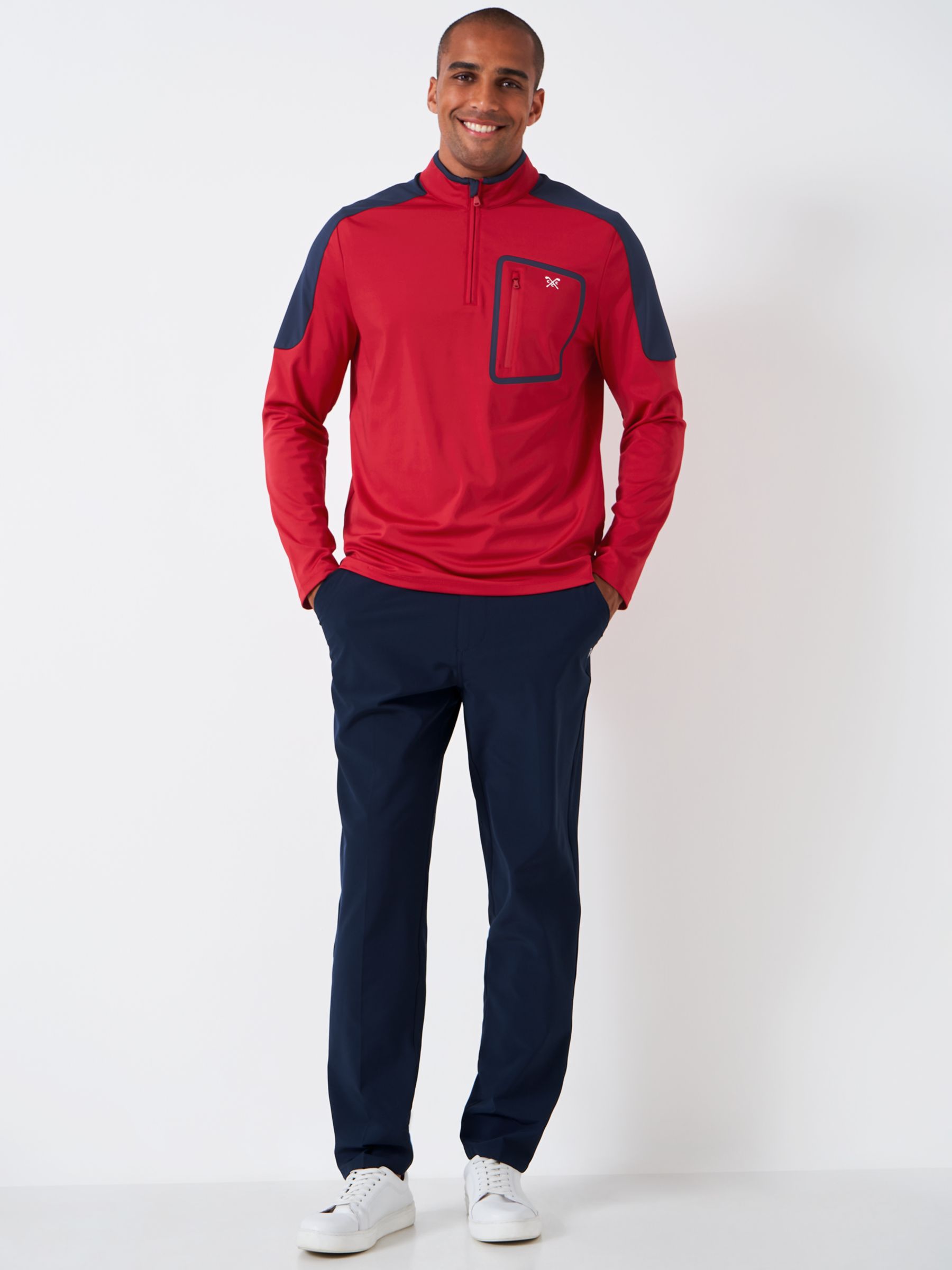 Crew Clothing Fairway Half Zip Golf Sweatshirt, Mid Red, L