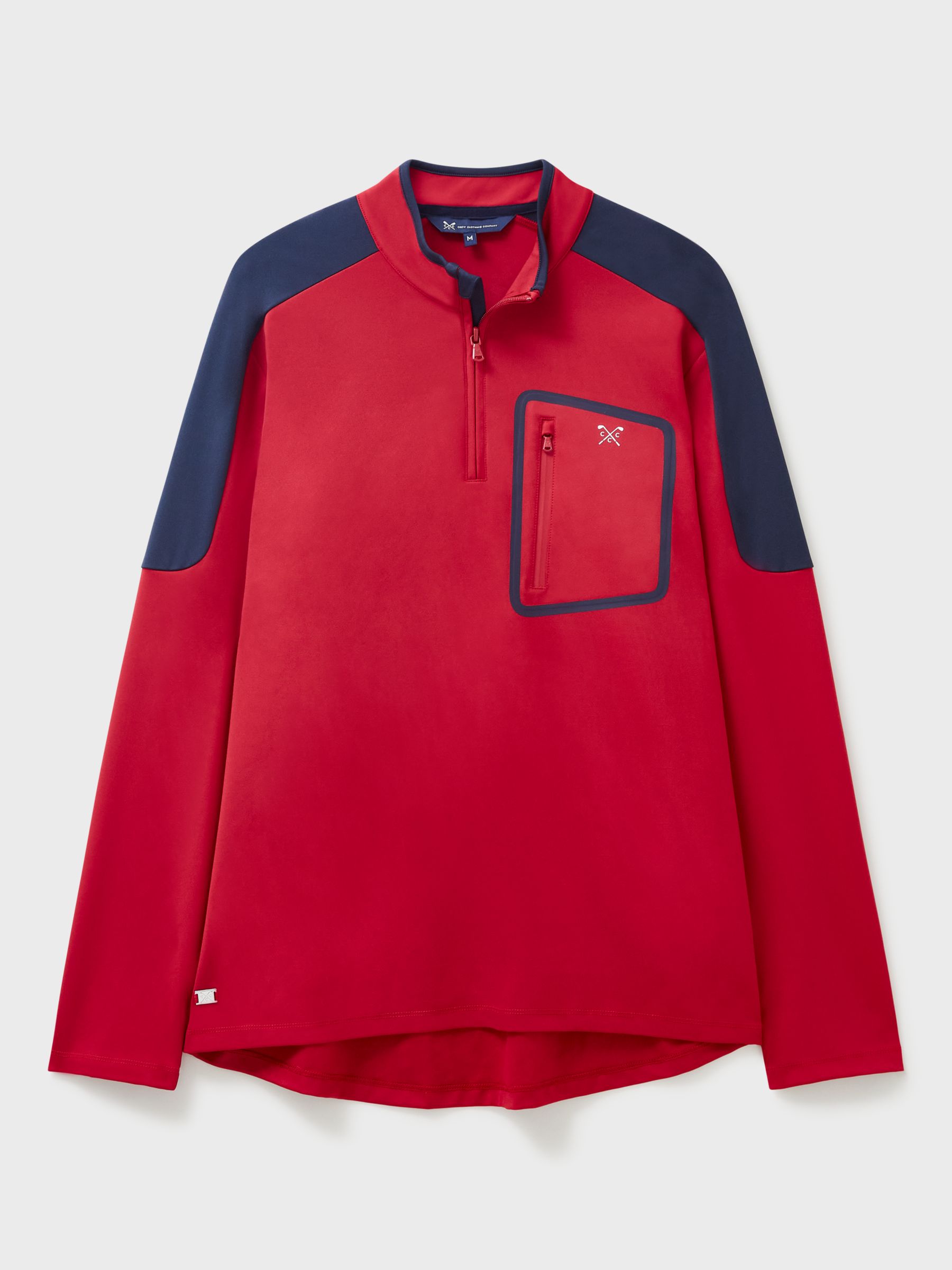 Crew Clothing Fairway Half Zip Golf Sweatshirt, Mid Red at John Lewis ...