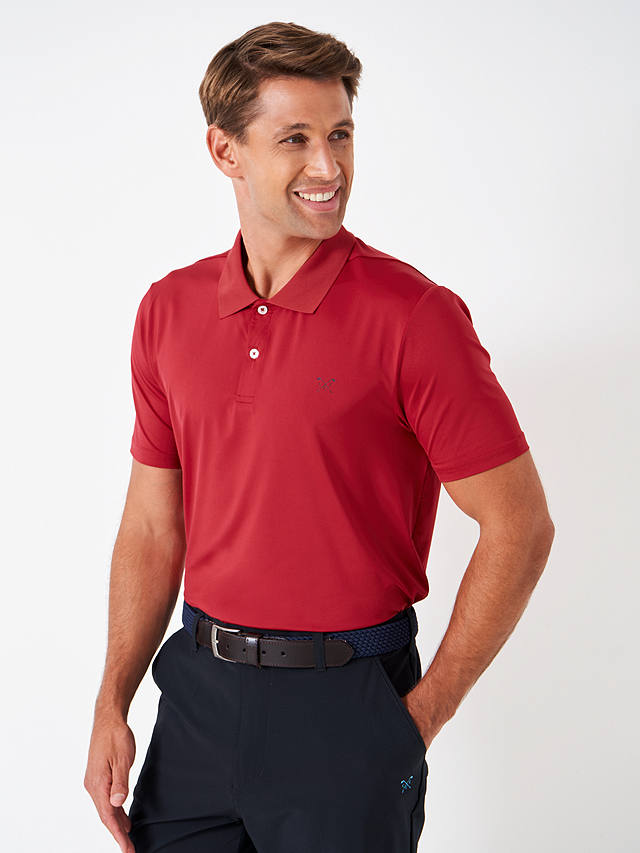 Crew Clothing Smart Golf Polo Shirt, Mid Red at John Lewis & Partners