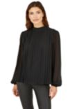 Mela London Pleated Long Sleeve Top, Black