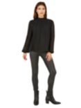 Mela London Pleated Long Sleeve Top, Black