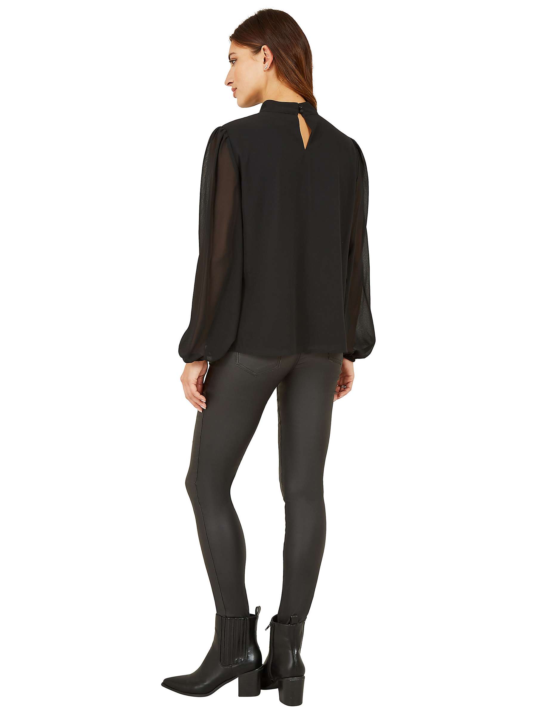 Buy Mela London Pleated Long Sleeve Top, Black Online at johnlewis.com