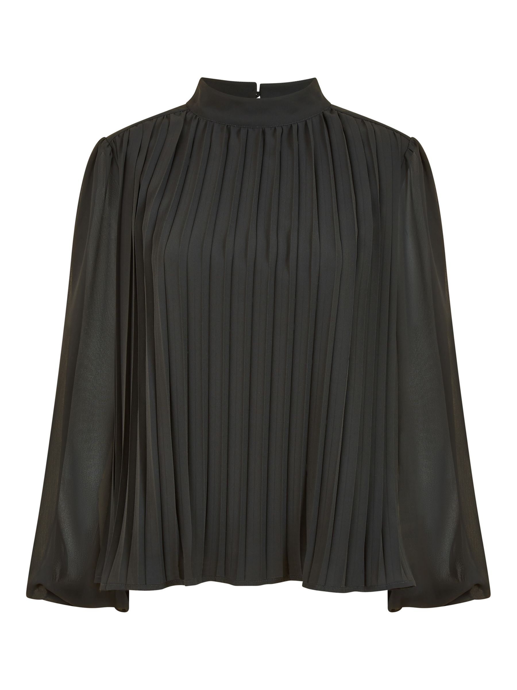 Mela London Pleated Long Sleeve Top, Black at John Lewis & Partners