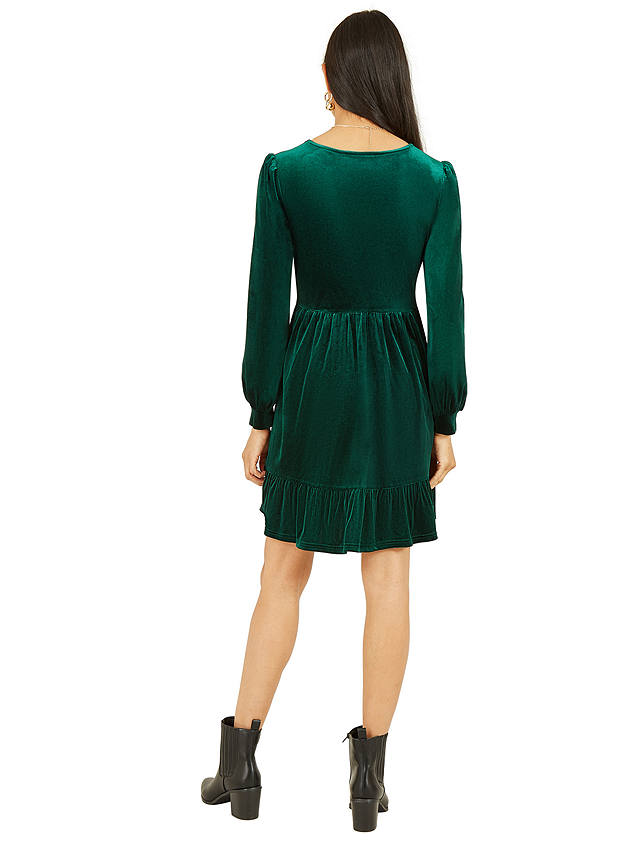 Yumi Velvet Skater Dress, Green