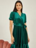 Mela London Velvet Skater Dress, Green