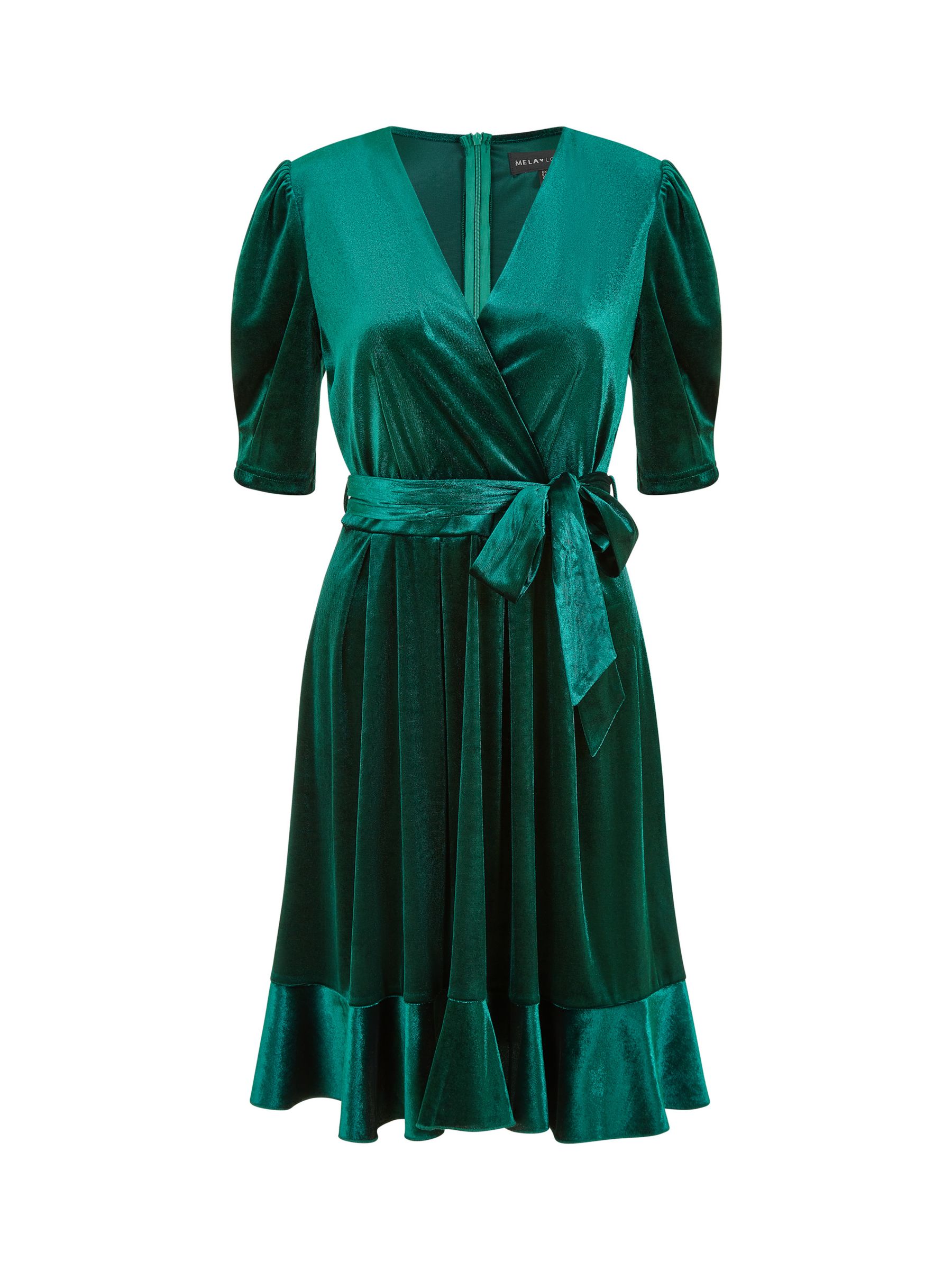 Buy Mela London Velvet Skater Dress, Green Online at johnlewis.com