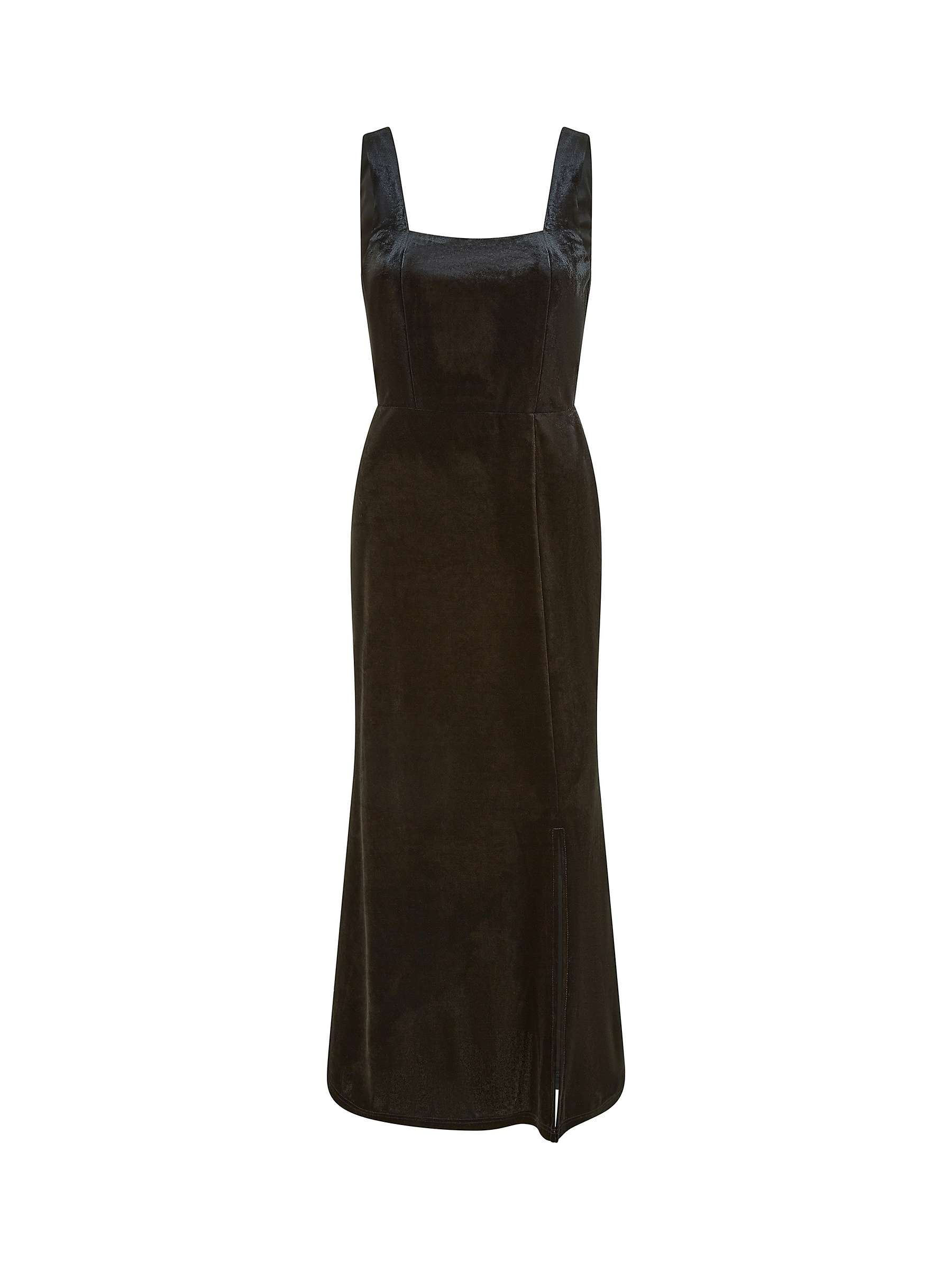 Yumi Velvet Fitted Midi Dress, Black at John Lewis & Partners