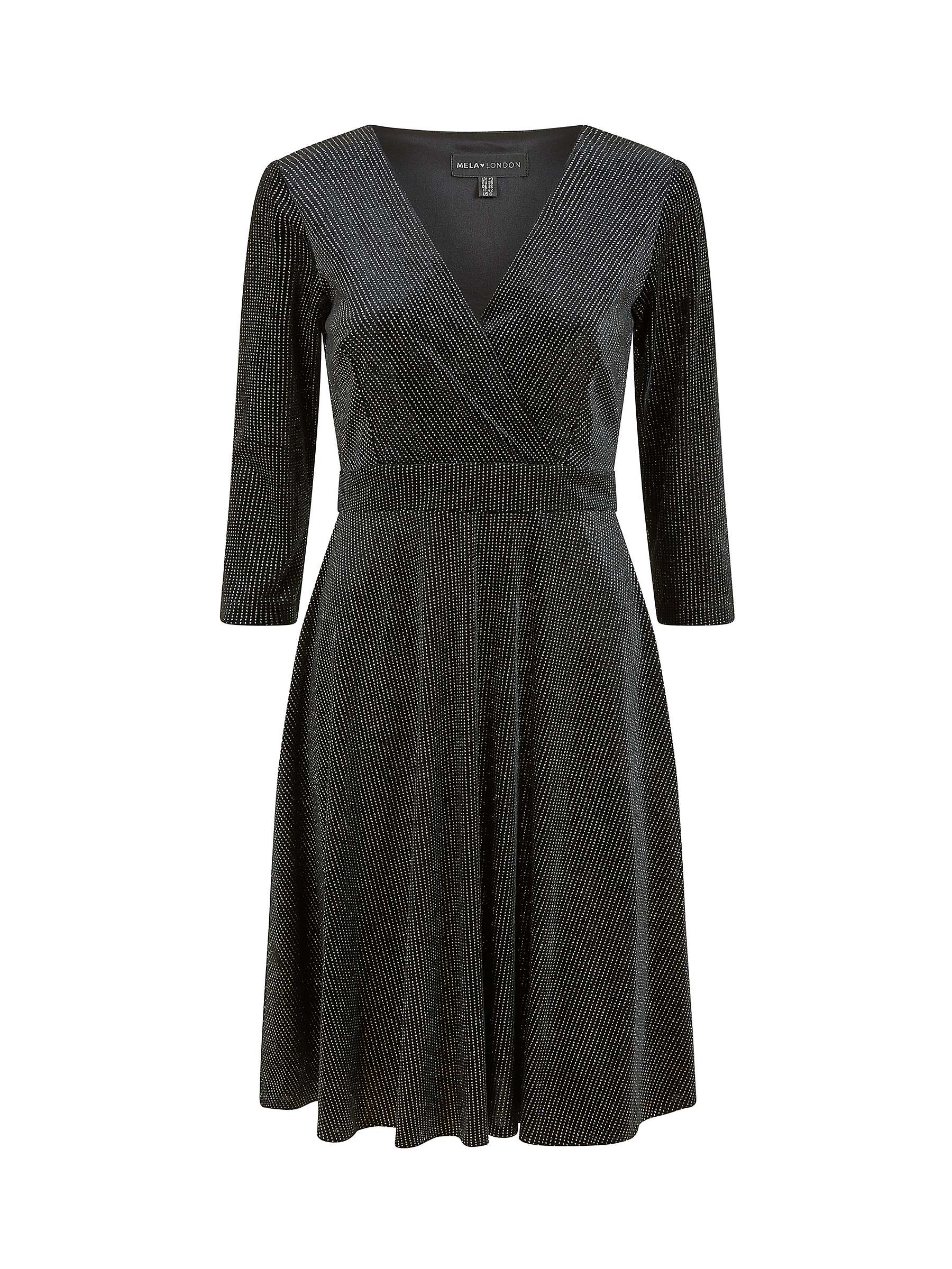 Buy Yumi Mela London Sparkle Long Sleeve Skater Dress, Black Online at johnlewis.com