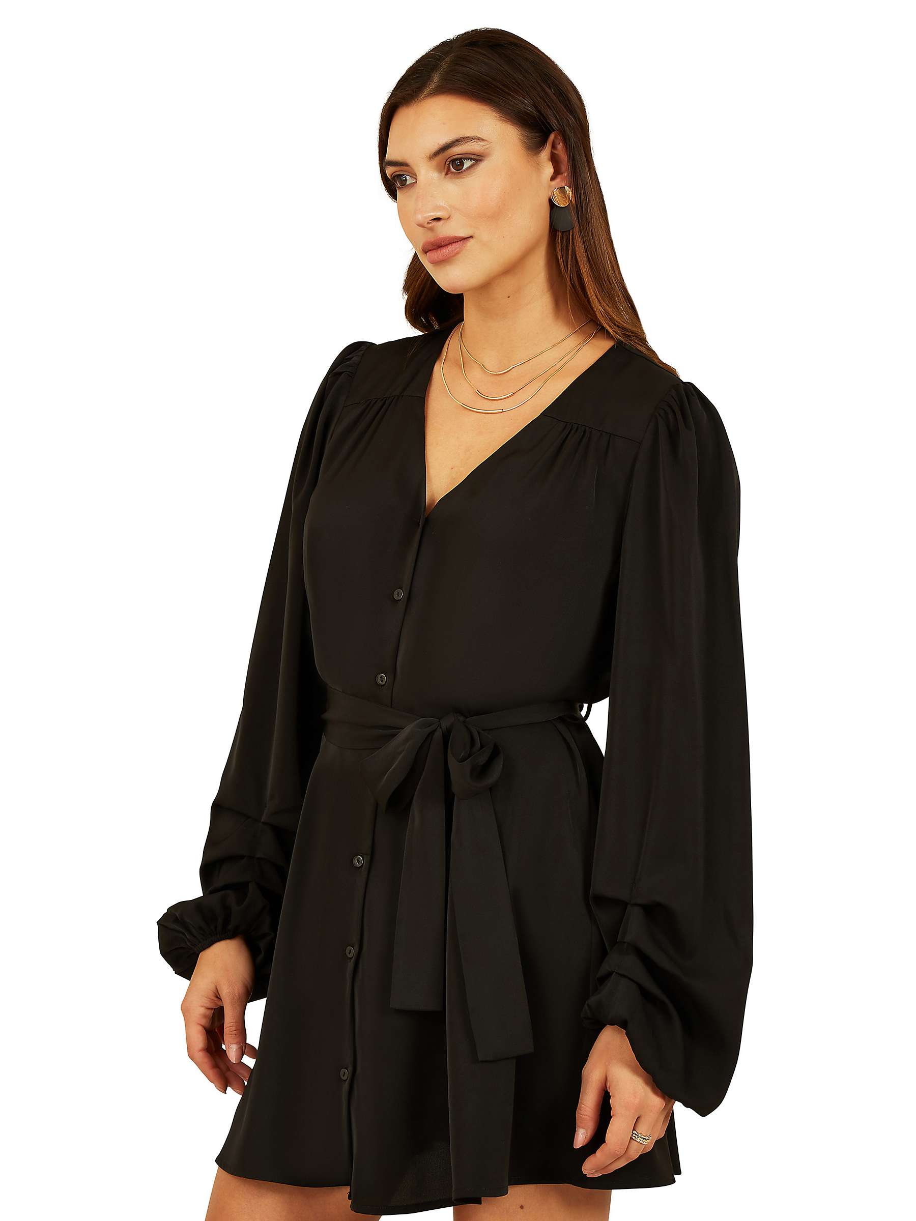 Buy Mela London Balloon Sleeve Mini Dress, Black Online at johnlewis.com