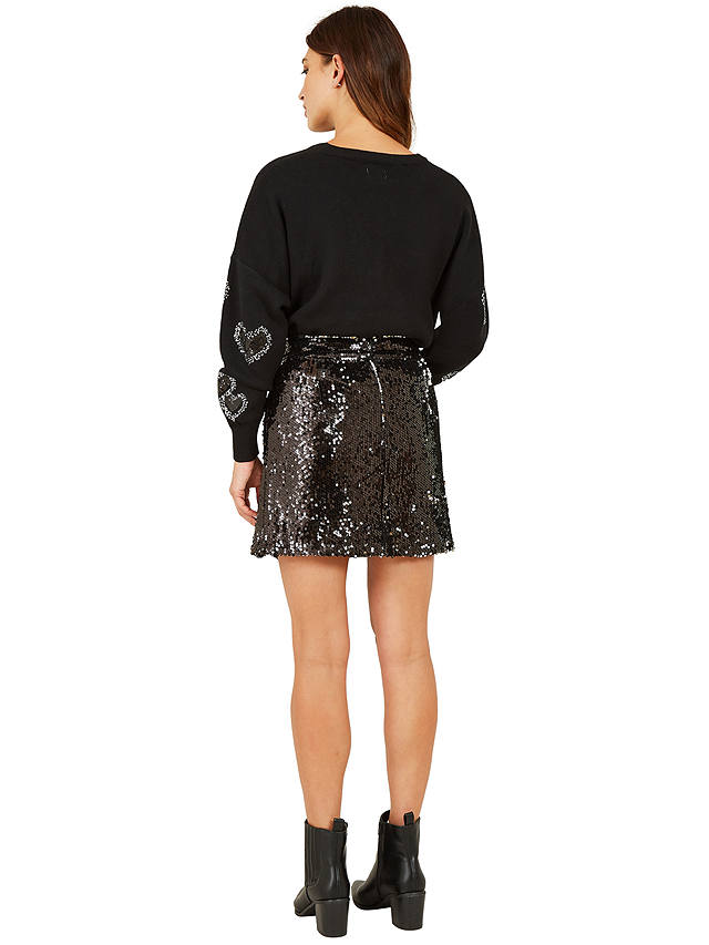 Mela London Sequin Mini Skirt, Black