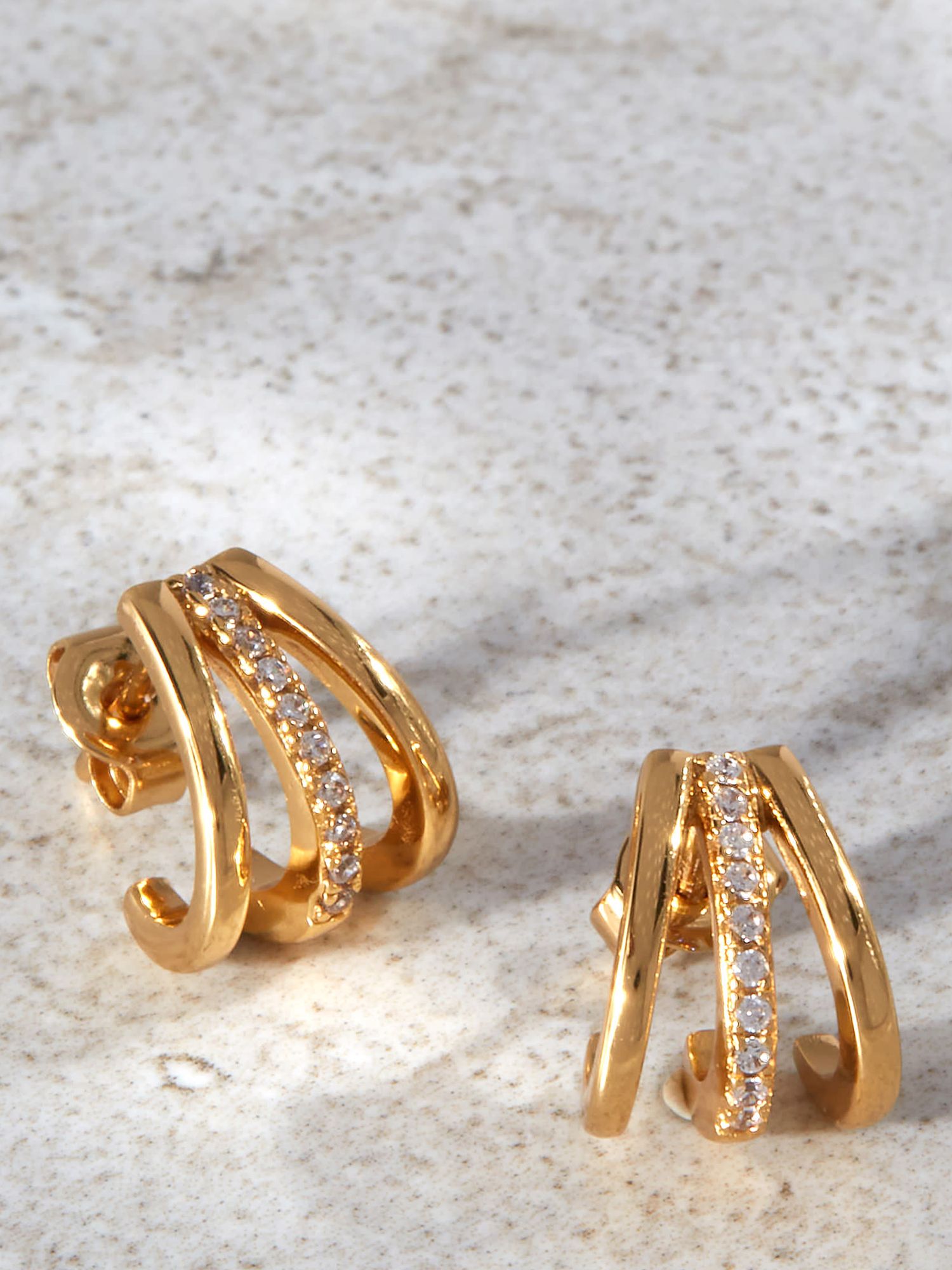 Mint Velvet Crystal Claw Earrings, Gold at John Lewis & Partners