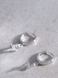 Mint Velvet Crystal Lightning Bolt Charm Huggie Earrings, Silver