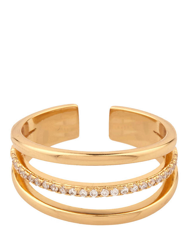 Mint Velvet Plated Triple Claw Pave Ring, Gold