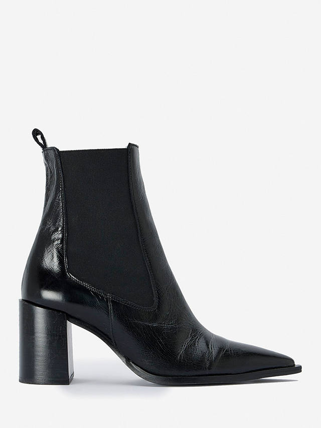 Mint Velvet Pointed Toe Leather Ankle Boots, Black Black