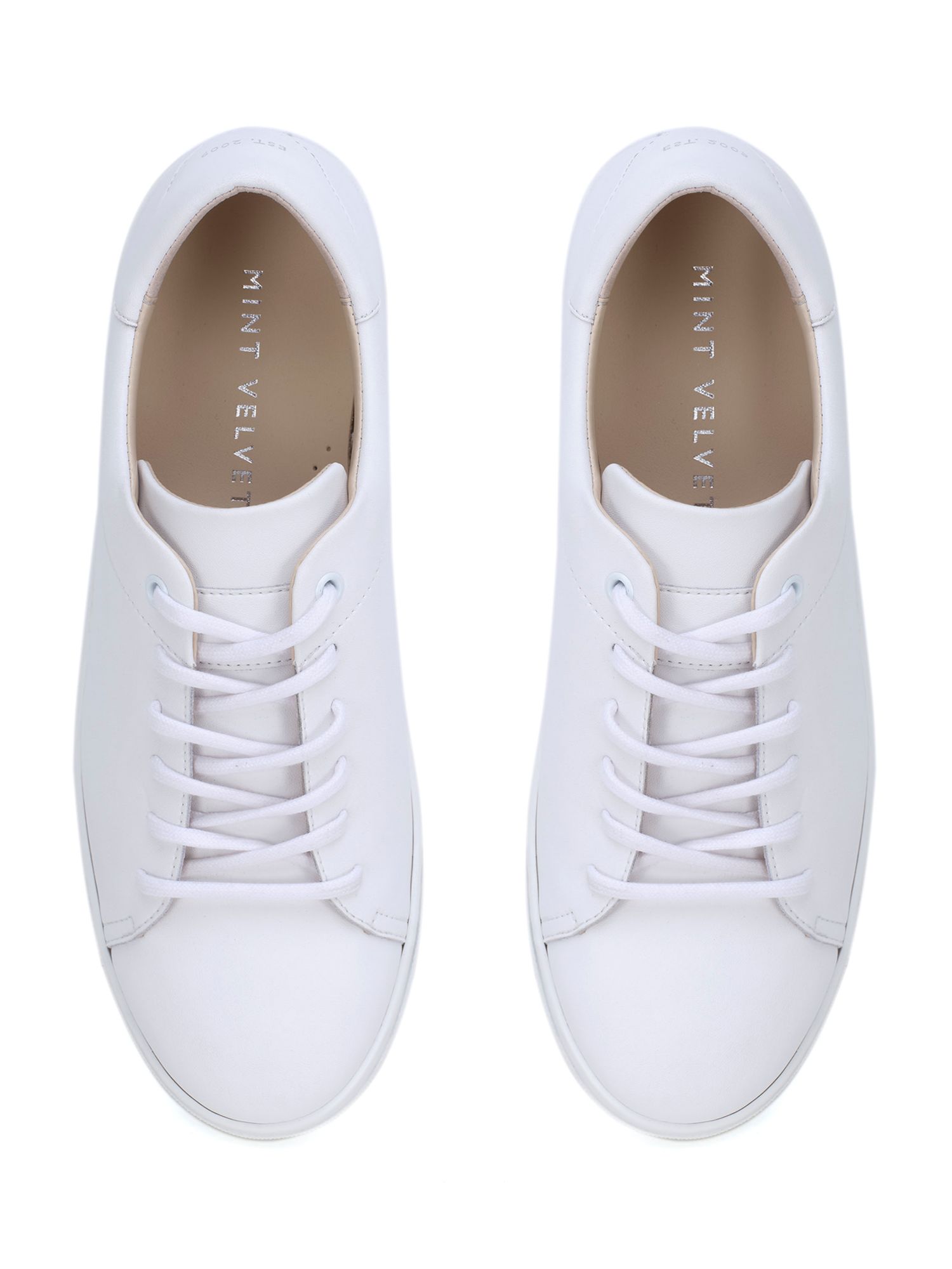 Mint Velvet Leather Trainers, White at John Lewis & Partners