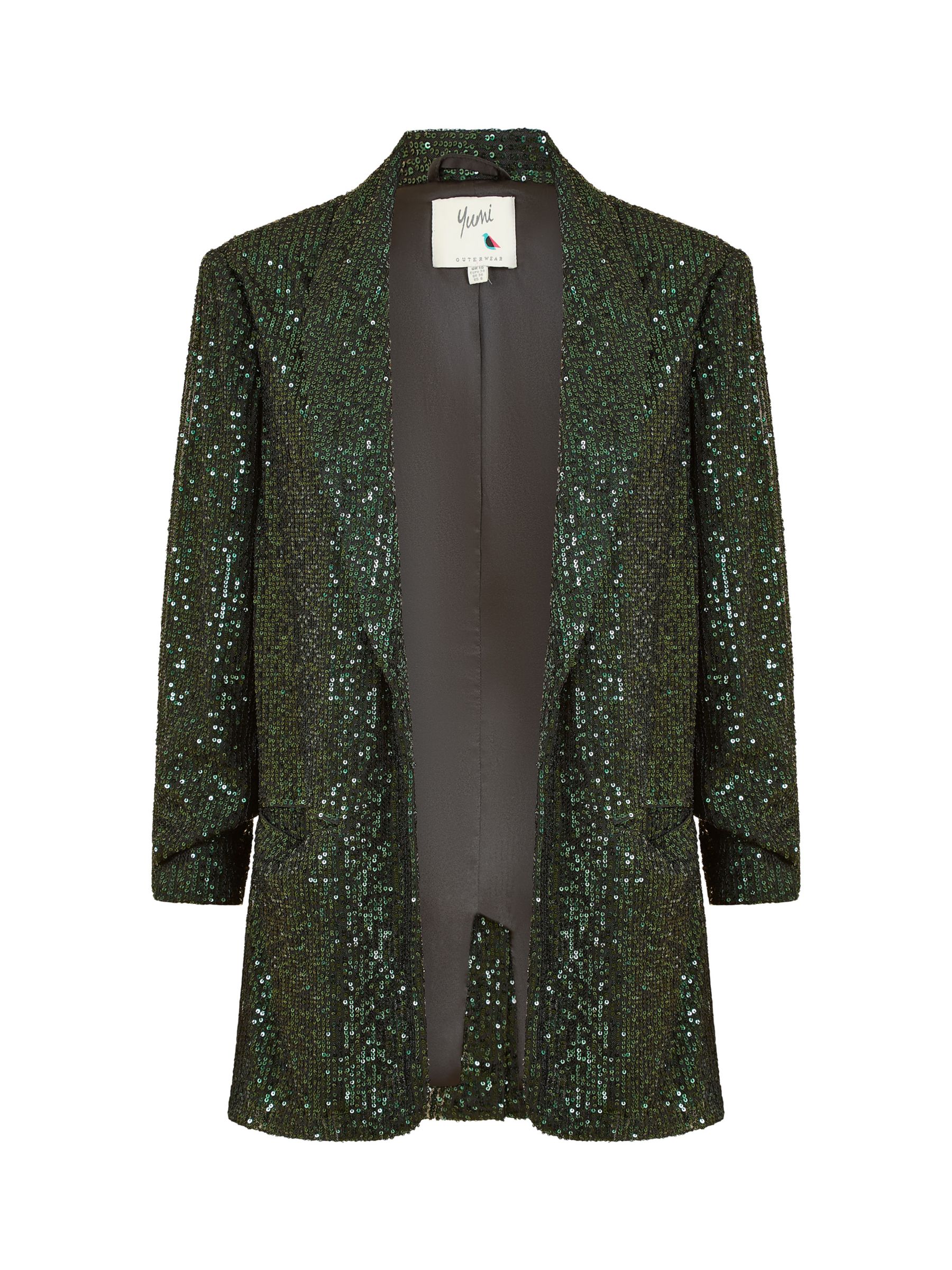 Yumi Sequin Blazer, Dark Green