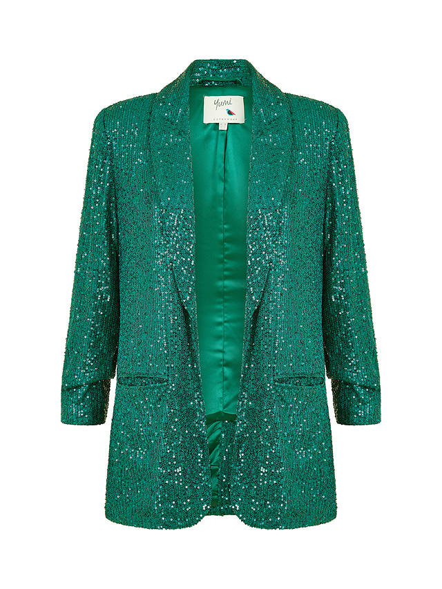 Yumi Sequin Blazer, Bright Green