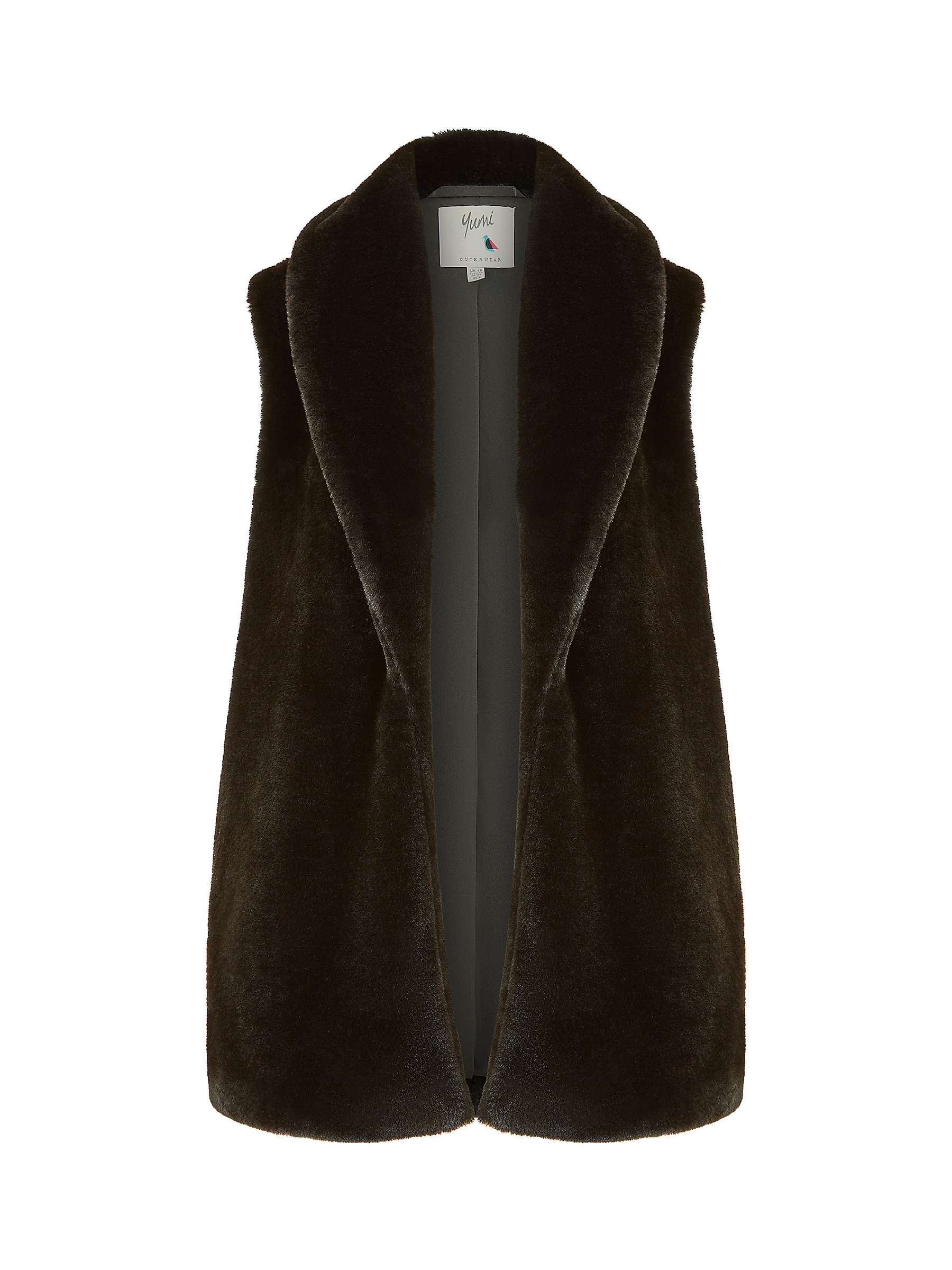 Buy Yumi Faux Fur Long Gilet, Black Online at johnlewis.com