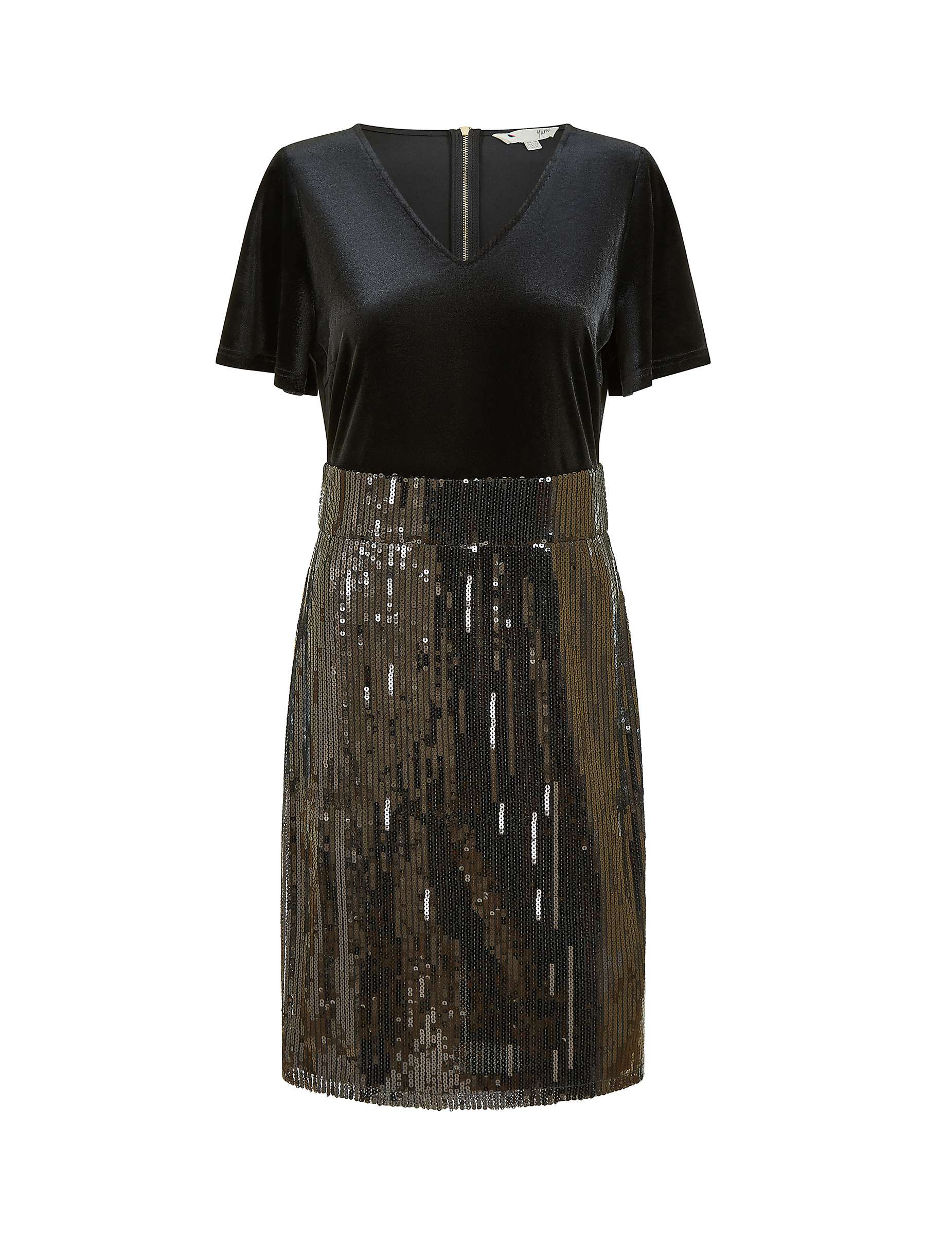 Buy Yumi Velvet And Sequin Fitted Dress, Black Online at johnlewis.com