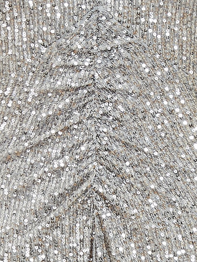 Yumi Sequin Ruched Midi Dress, Silver at John Lewis & Partners