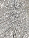 Yumi Sequin Ruched Midi Dress, Silver