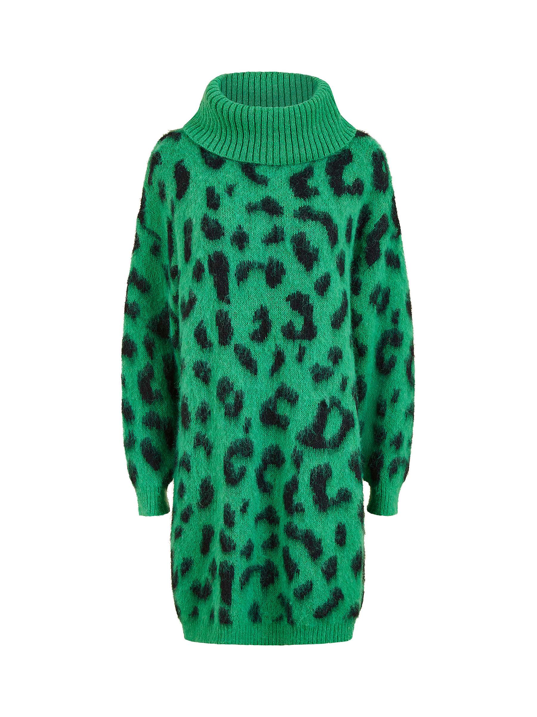 Buy Yumi Animal Roll Neck Knitted Dress, Green/Multi Online at johnlewis.com