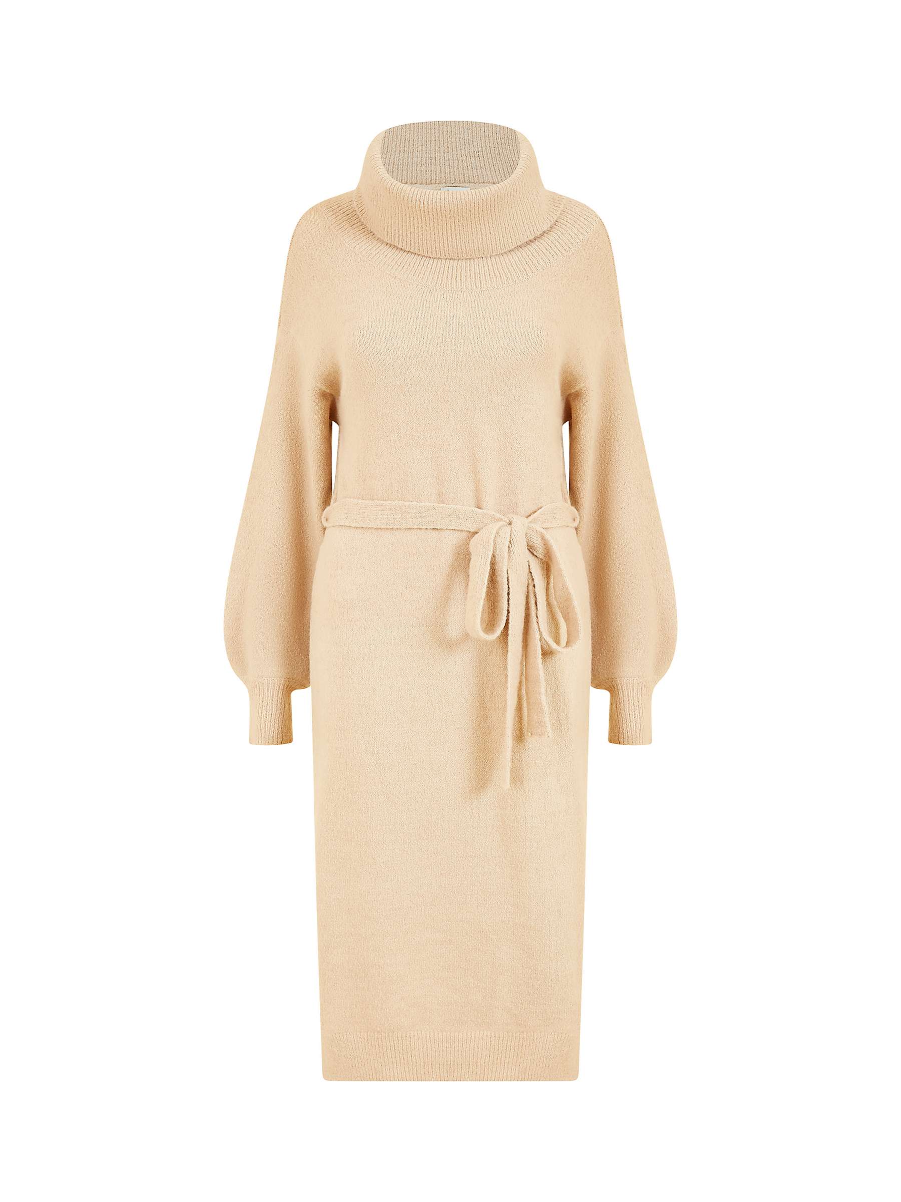 Buy Yumi Roll Neck Knitted Midi Jumper, Beige Online at johnlewis.com