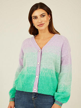 Yumi Ombre Relaxed Fit Ombre Cardigan, Purple/Green