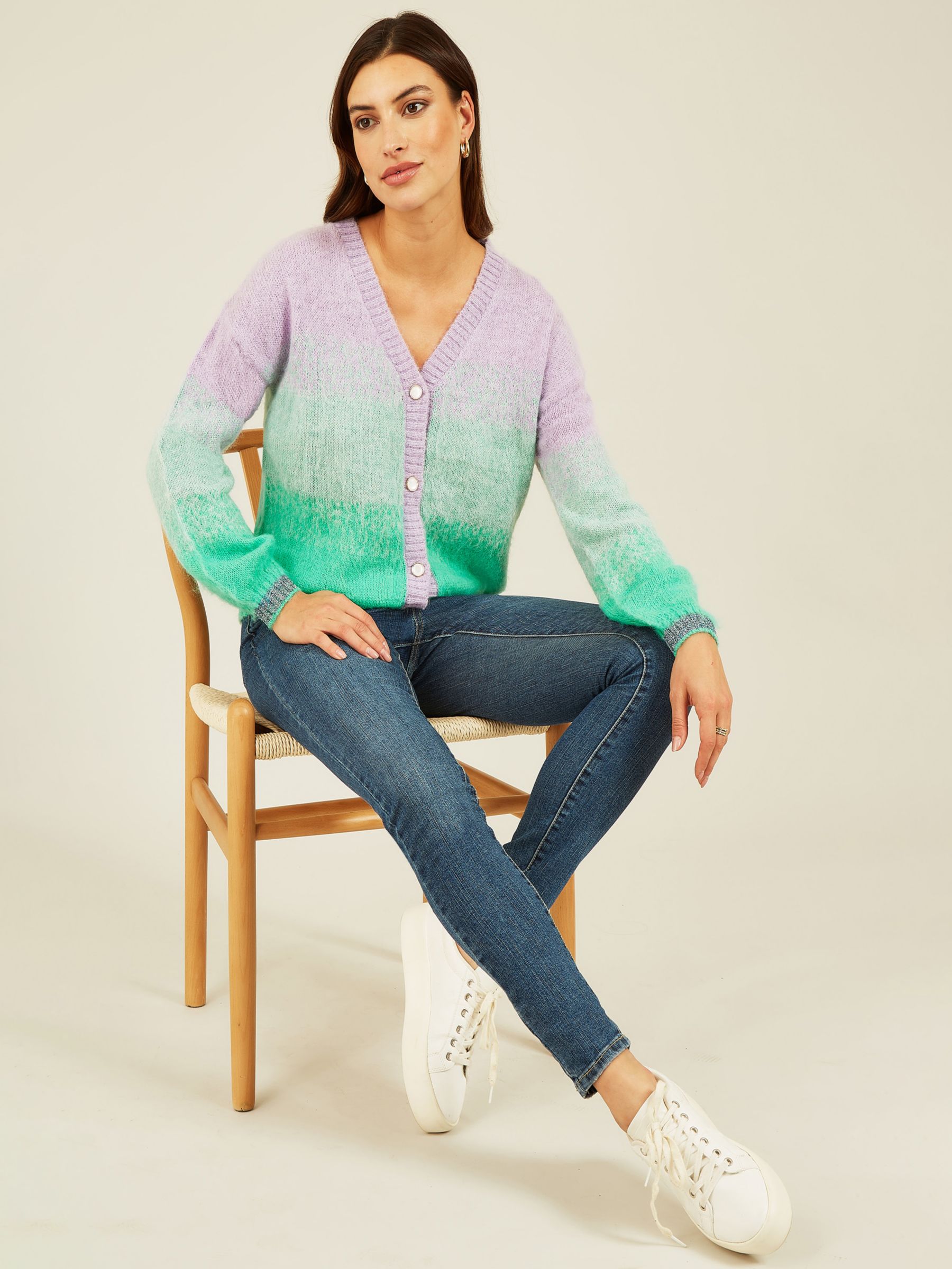 Buy Yumi Ombre Relaxed Fit Ombre Cardigan, Purple/Green Online at johnlewis.com