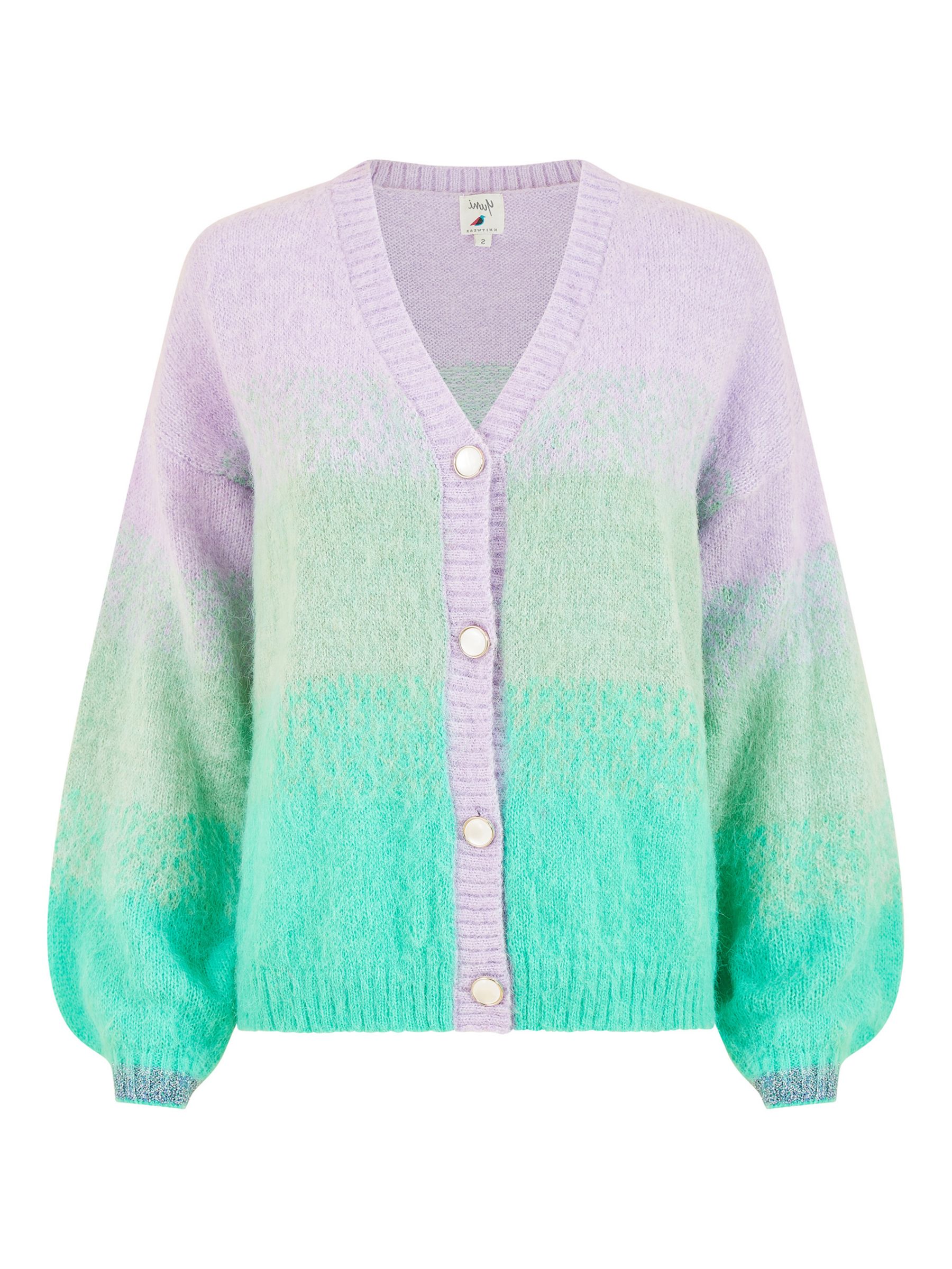 Yumi Ombre Relaxed Fit Ombre Cardigan, Purple/Green at John Lewis ...