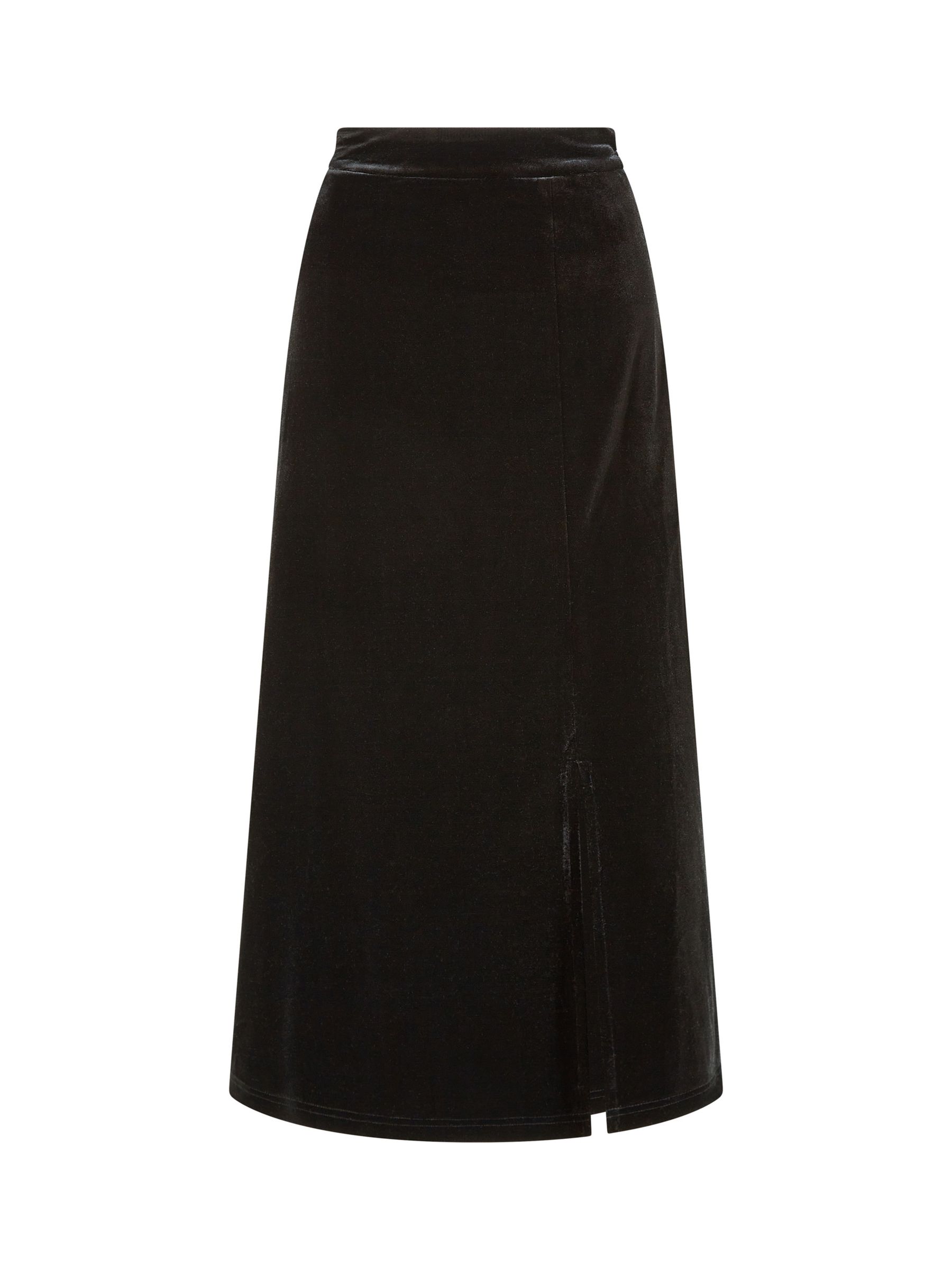 Yumi Velvet Midi Skirt, Black at John Lewis & Partners