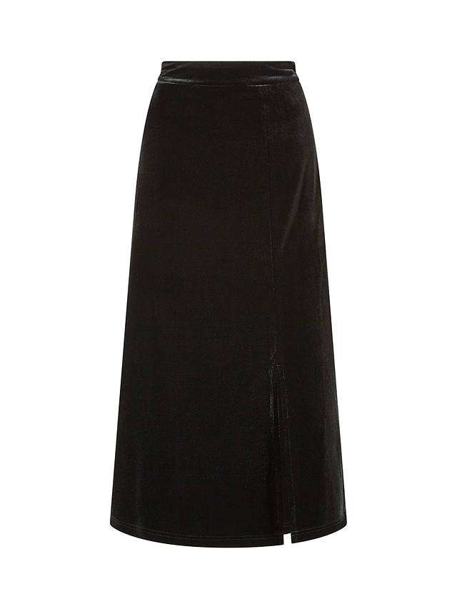 Yumi Velvet Midi Skirt, Black