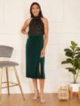 Yumi Velvet Midi Skirt, Green