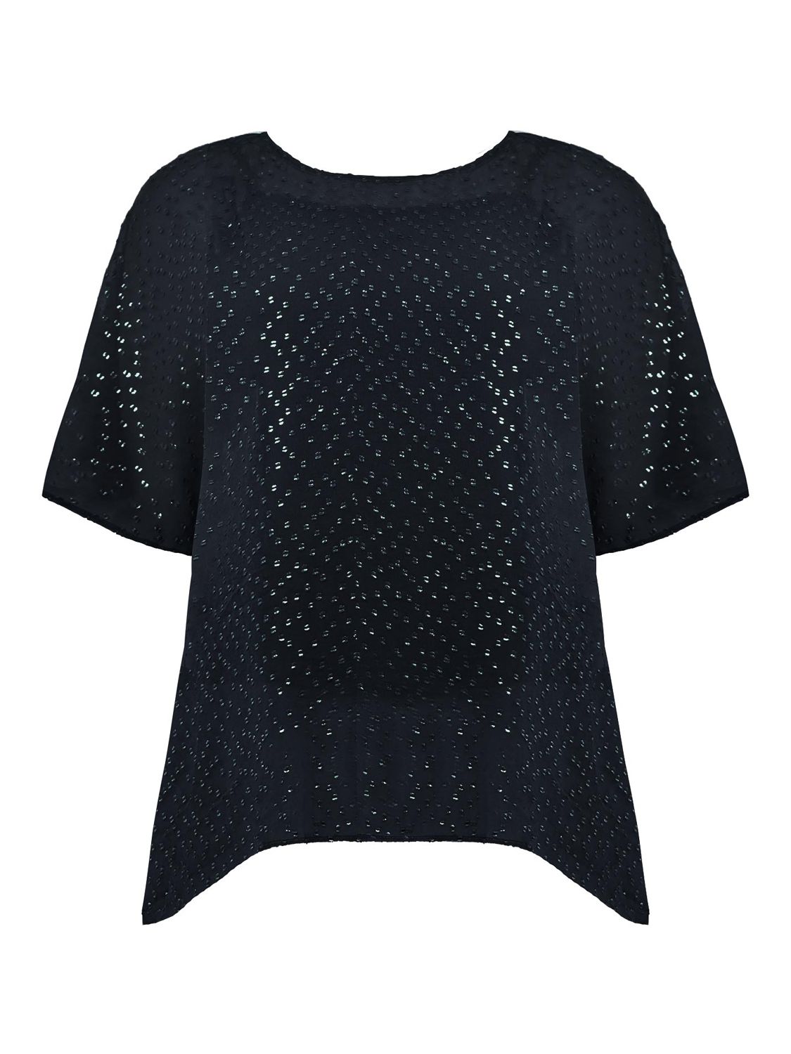 Live Unlimited Curve Metallic Dobby Overlay Top, Black at John Lewis ...